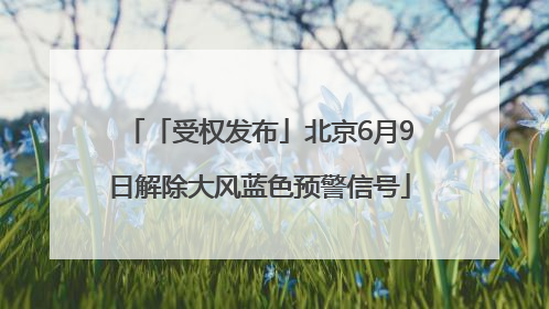 「受权发布」北京6月9日解除大风蓝色预警信号