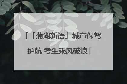 「蒲湖新语」城市保驾护航 考生乘风破浪