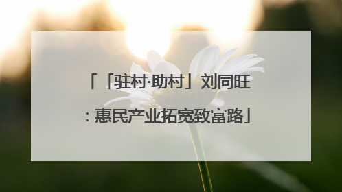「驻村·助村」刘同旺：惠民产业拓宽致富路