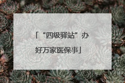 “四级驿站”办好万家医保事