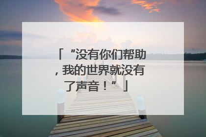 “没有你们帮助，我的世界就没有了声音！”
