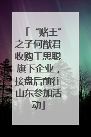 “赌王”之子何猷君收购王思聪旗下企业，接盘后前往山东参加活动