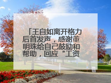 王自如离开格力后首发声，感谢董明珠给自己鼓励和帮助，回应“工资条”：清楚自己要什么，工资条不重要