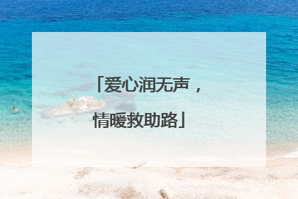 爱心润无声，情暖救助路
