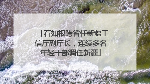石如根跨省任新疆工信厅副厅长，连续多名年轻干部调任新疆