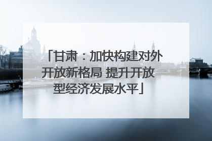 甘肃：加快构建对外开放新格局 提升开放型经济发展水平