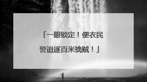 一眼锁定！便衣民警追逐百米擒贼！