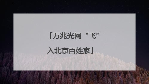 万兆光网“飞”入北京百姓家