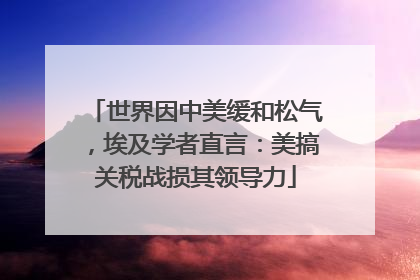 世界因中美缓和松气，埃及学者直言：美搞关税战损其领导力