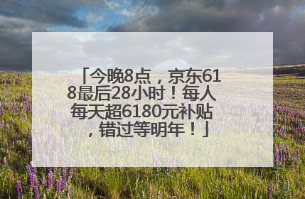 今晚8点，京东618最后28小时！每人每天超6180元补贴，错过等明年！