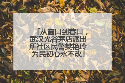 从窗口到巷口，武汉光谷茅店派出所社区民警樊艳玲为民初心永不改