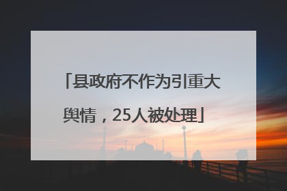 县政府不作为引重大舆情，25人被处理
