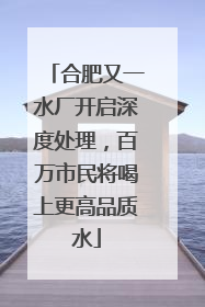 合肥又一水厂开启深度处理，百万市民将喝上更高品质水