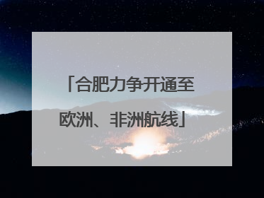 合肥力争开通至欧洲、非洲航线