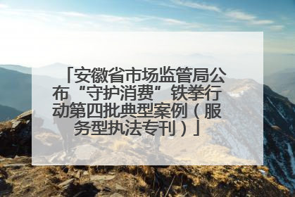 安徽省市场监管局公布“守护消费”铁拳行动第四批典型案例（服务型执法专刊）