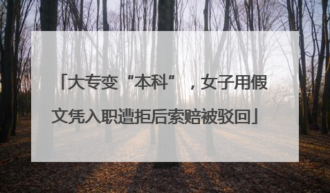 大专变“本科”，女子用假文凭入职遭拒后索赔被驳回