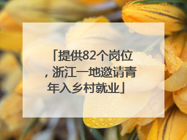 提供82个岗位，浙江一地邀请青年入乡村就业