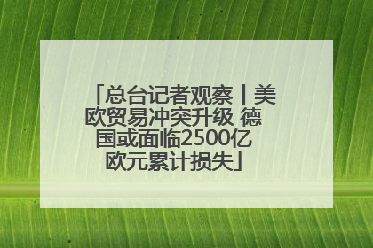 总台记者观察丨美欧贸易冲突升级 德国或面临2500亿欧元累计损失