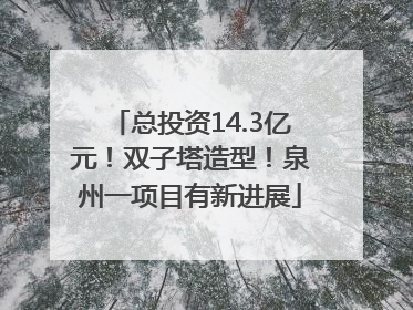 总投资14.3亿元！双子塔造型！泉州一项目有新进展