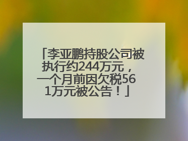 李亚鹏持股公司被执行约244万元，一个月前因欠税561万元被公告！