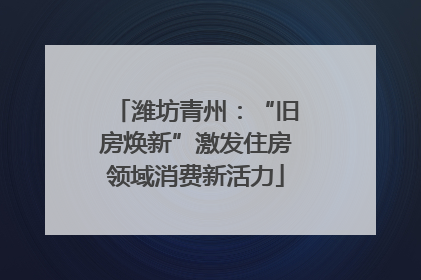 潍坊青州：“旧房焕新”激发住房领域消费新活力