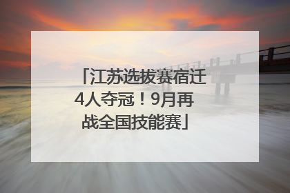 江苏选拔赛宿迁4人夺冠！9月再战全国技能赛