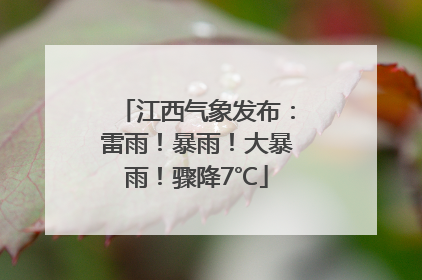 江西气象发布：雷雨！暴雨！大暴雨！骤降7℃
