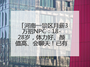 河南一景区月薪3万招NPC：18-28岁，体力好、颜值高、会聊天！已有1000多人应聘
