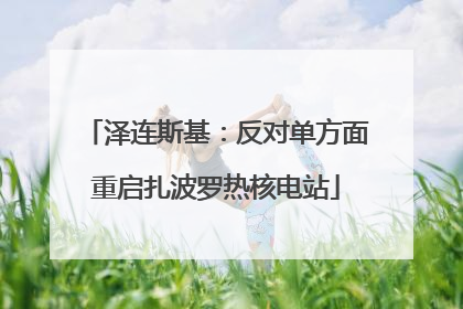 泽连斯基：反对单方面重启扎波罗热核电站