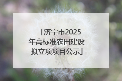 济宁市2025年高标准农田建设拟立项项目公示