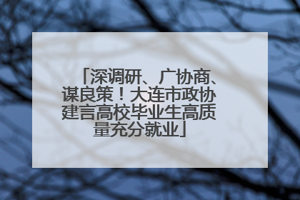 深调研、广协商、谋良策！大连市政协建言高校毕业生高质量充分就业
