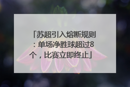 苏超引入熔断规则：单场净胜球超过8个，比赛立即终止