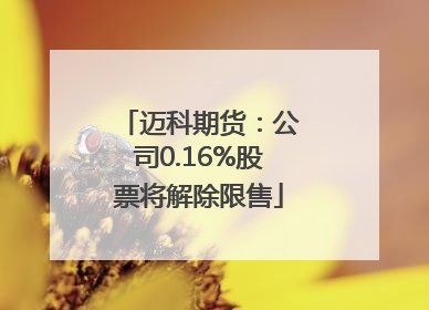 迈科期货：公司0.16%股票将解除限售