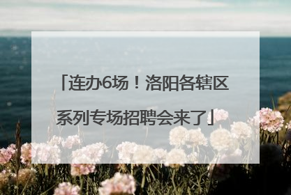 连办6场！洛阳各辖区系列专场招聘会来了