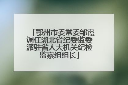 鄂州市委常委邹霞调任湖北省纪委监委派驻省人大机关纪检监察组组长