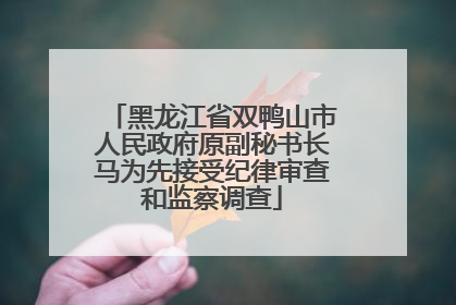黑龙江省双鸭山市人民政府原副秘书长马为先接受纪律审查和监察调查