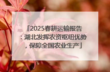 2025春耕运输报告：湖北发挥农资枢纽优势，保障全国农业生产