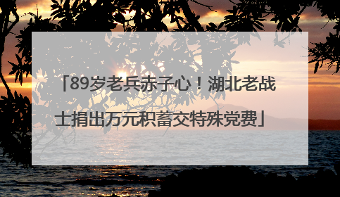 89岁老兵赤子心！湖北老战士捐出万元积蓄交特殊党费